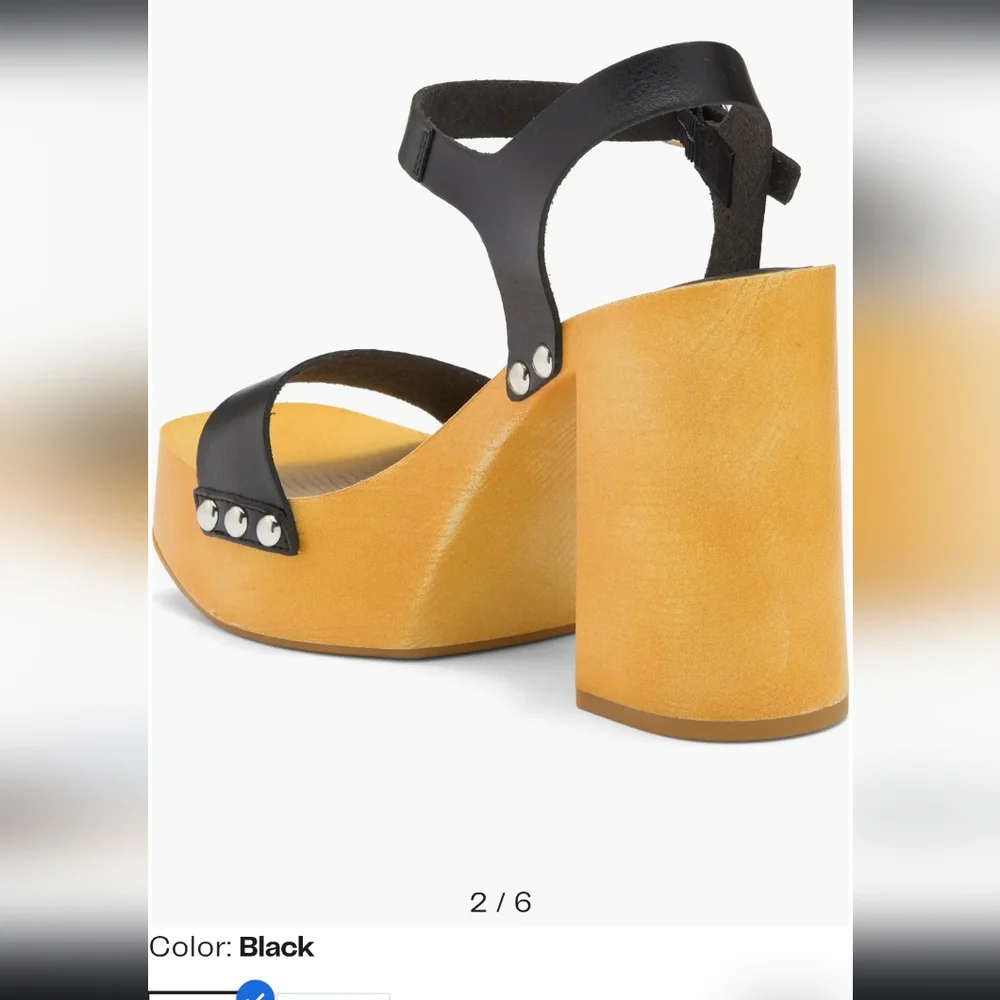 Stylish Black and Tan Wedge Sandals - Picture 2 of 7